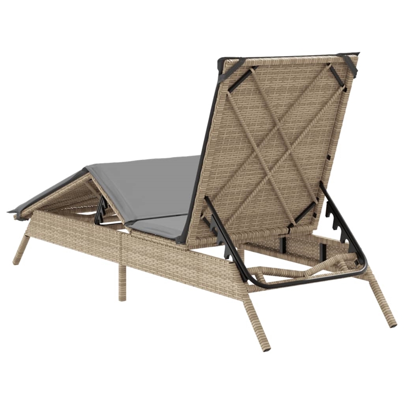 vidaXL PE Rattan Steel Sun Lounger in Beige and Light Gray