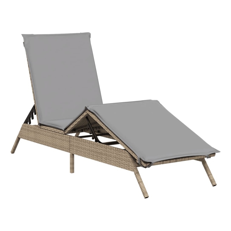vidaXL PE Rattan Steel Sun Lounger in Beige and Light Gray