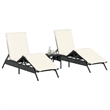 vidaXL Sun Lounger Set (2 pcs) in Black and Cream White