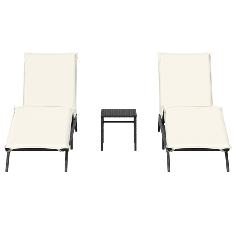 vidaXL Sun Lounger Set (2 pcs) in Black and Cream White