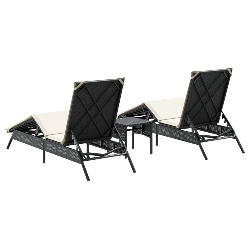 vidaXL Sun Lounger Set (2 pcs) in Black and Cream White