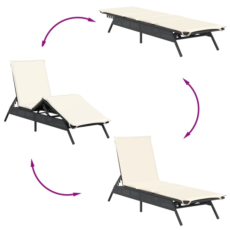vidaXL Sun Lounger Set (2 pcs) in Black and Cream White