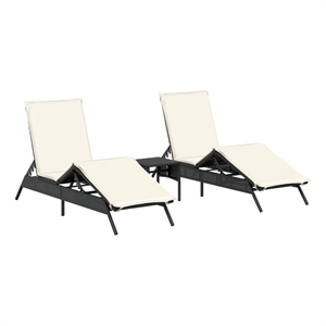 vidaXL Sun Lounger Set (2 pcs) in Black and Cream White
