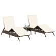 vidaXL PE Rattan Standard Sun Lounger  in Brown (Set of 2)
