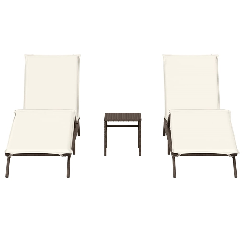 vidaXL PE Rattan Standard Sun Lounger  in Brown (Set of 2)