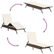 vidaXL PE Rattan Standard Sun Lounger  in Brown (Set of 2)
