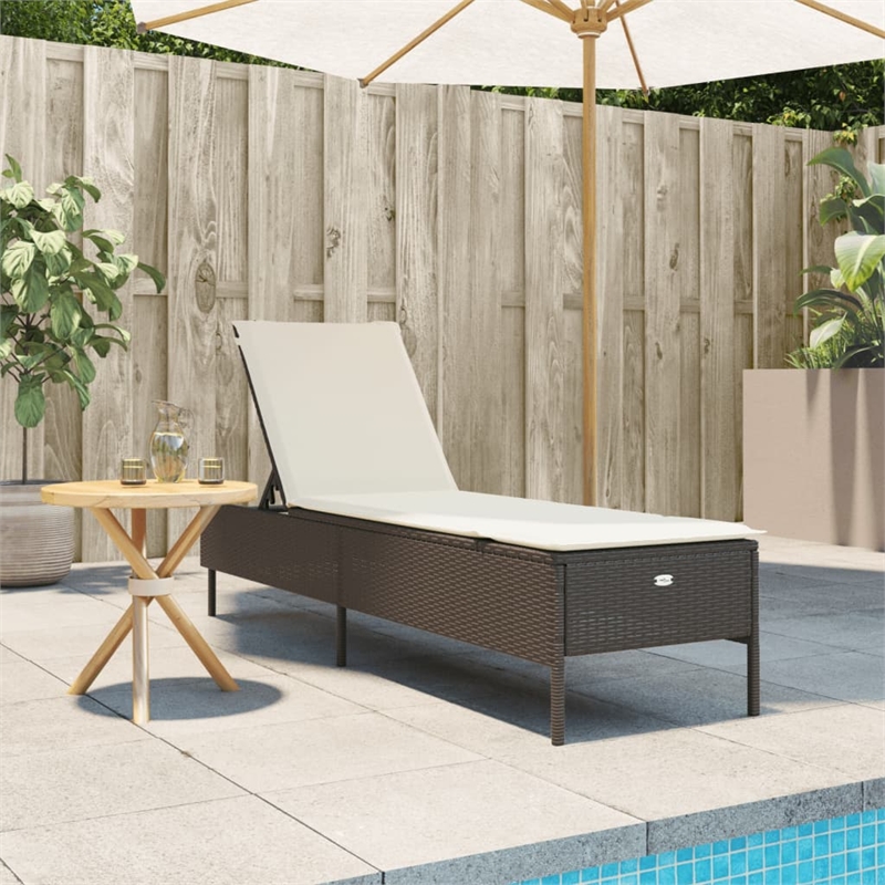 vidaXL Sun Lounger in Brown and Cream White