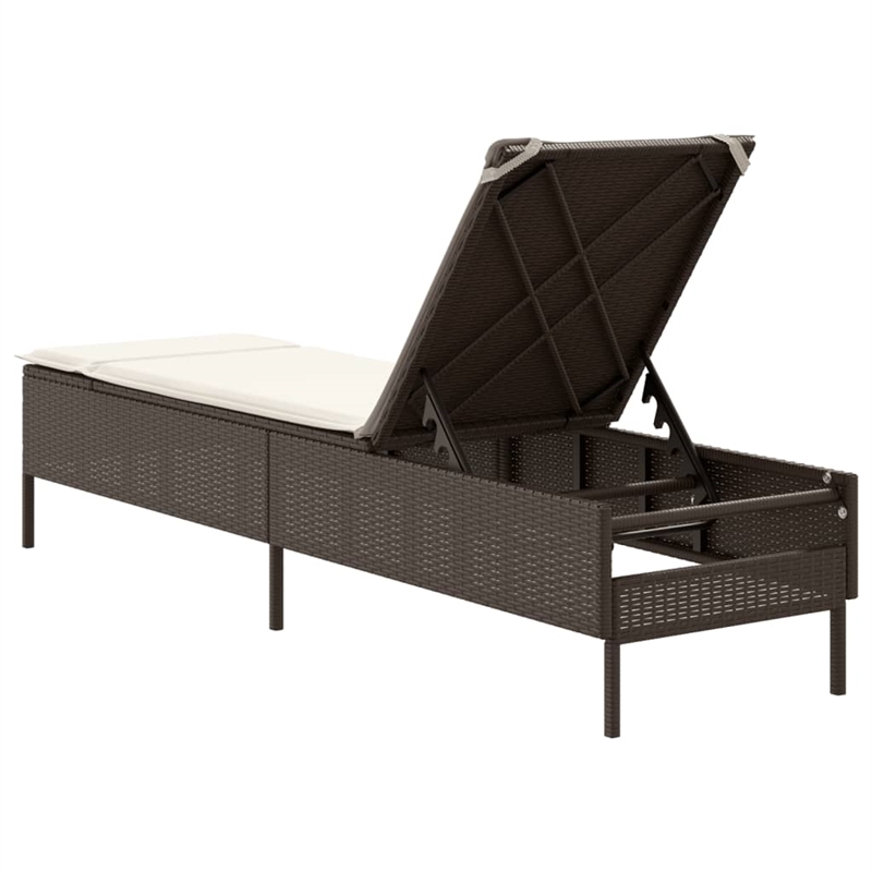 vidaXL Sun Lounger in Brown and Cream White