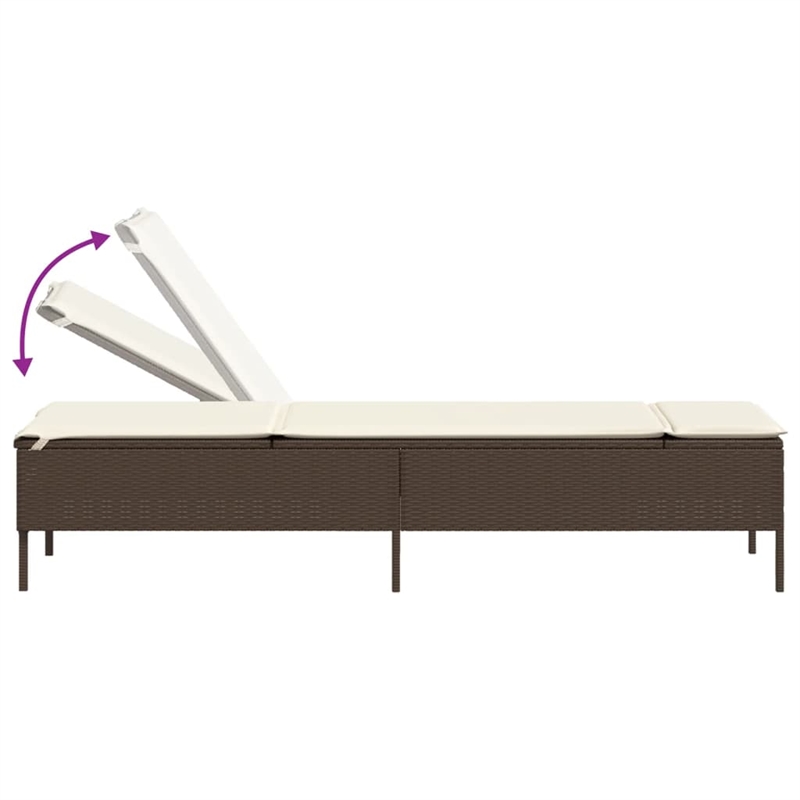 vidaXL Sun Lounger in Brown and Cream White