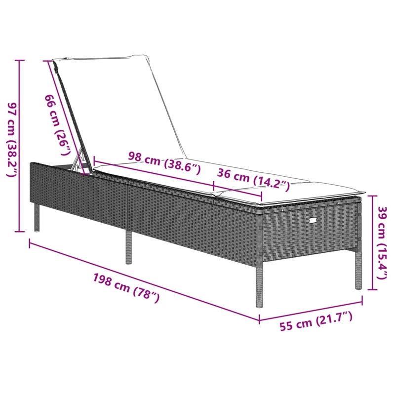 vidaXL Sun Lounger in Light Gray and Dark Gray