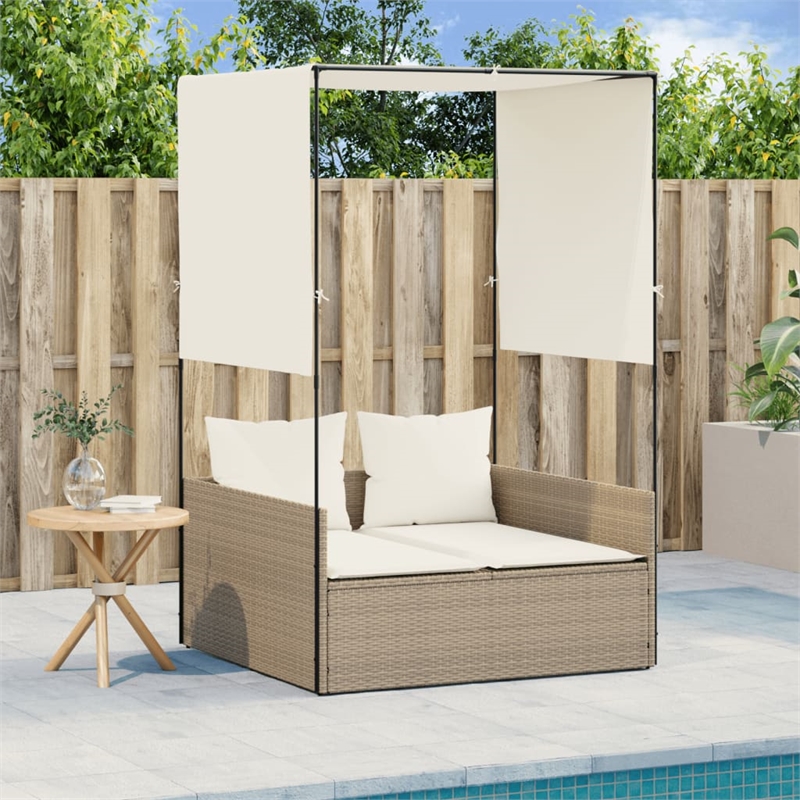vidaXL Double Sun Lounger in Beige and Cream