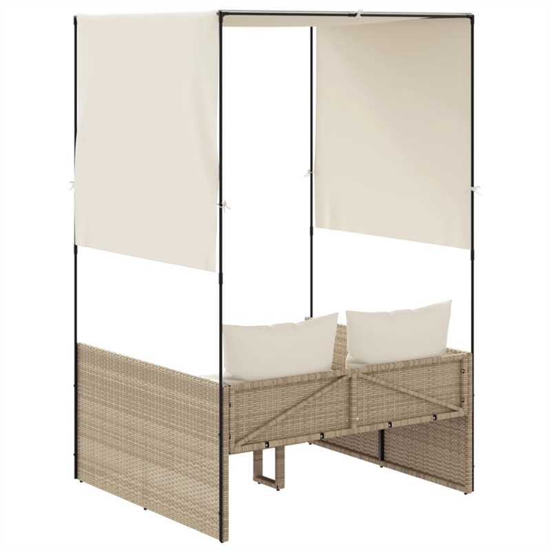 vidaXL Double Sun Lounger in Beige and Cream