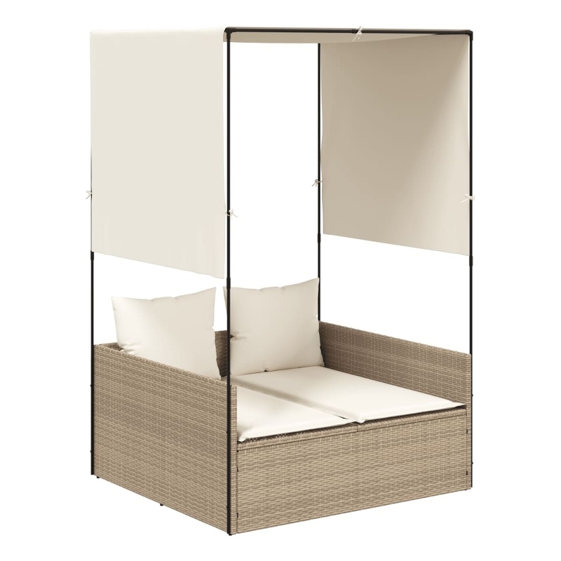 vidaXL Double Sun Lounger in Beige and Cream
