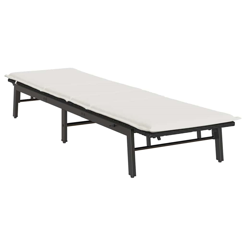 vidaXL PE Rattan Standard Rectangular Sun Lounger in Black