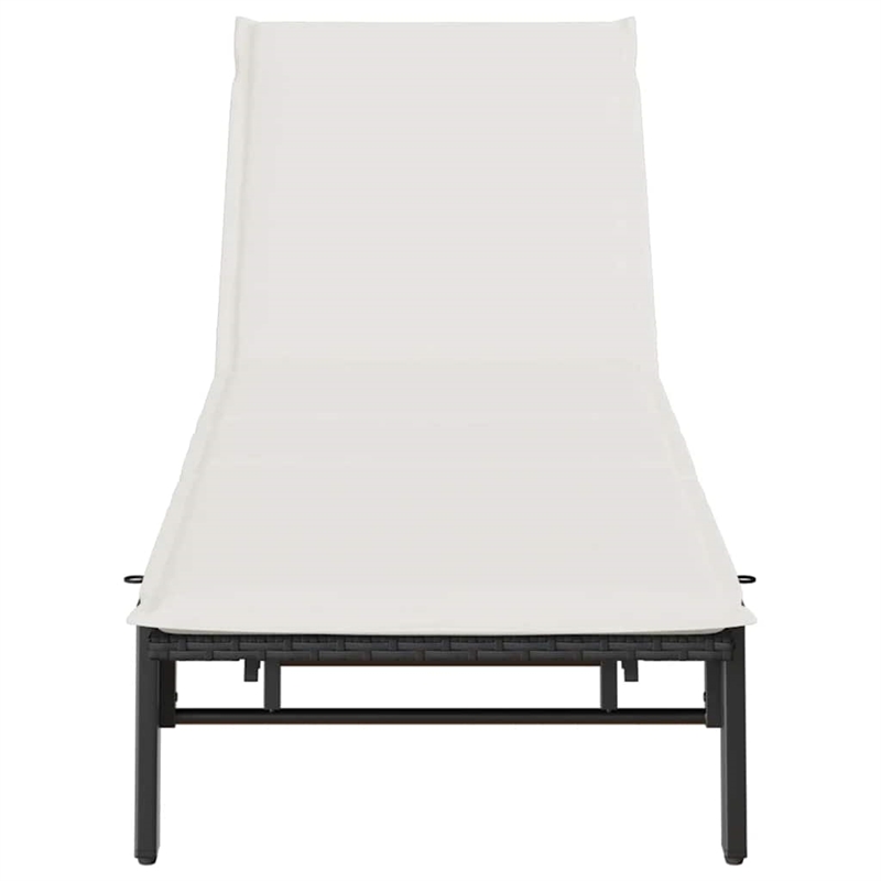 vidaXL PE Rattan Standard Rectangular Sun Lounger in Black