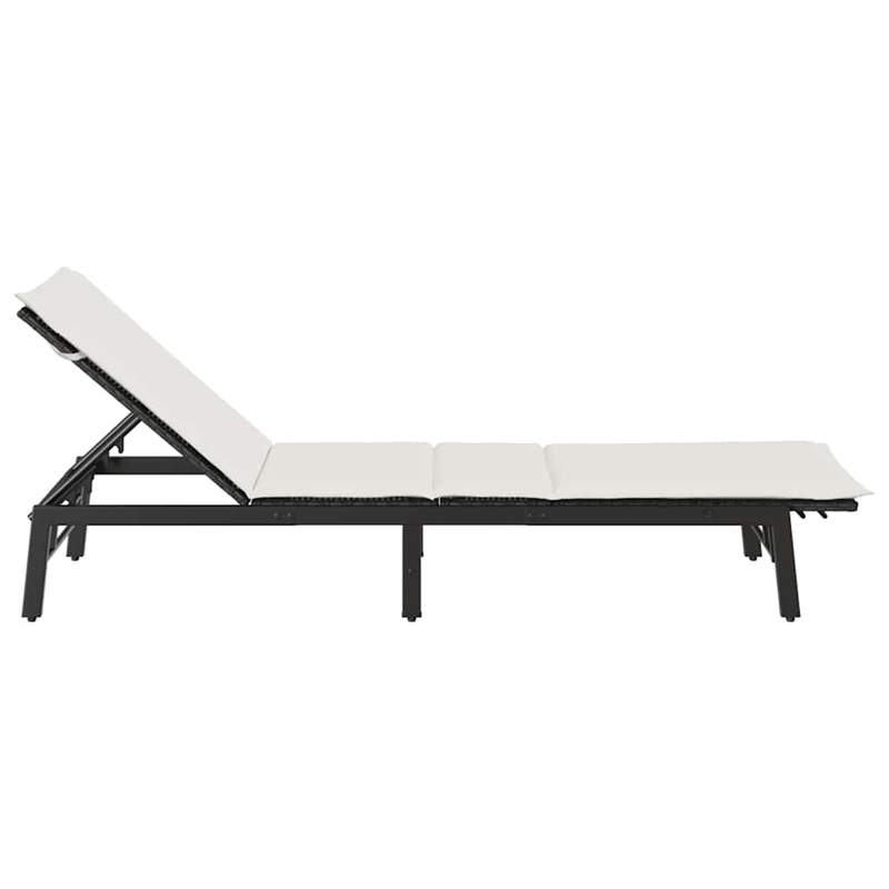 vidaXL PE Rattan Standard Rectangular Sun Lounger in Black