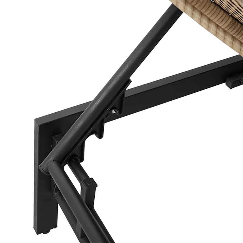 vidaXL PE Rattan Height-Adjustable Sun Lounger in Beige