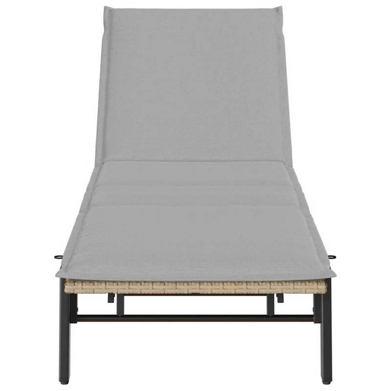 vidaXL PE Rattan Height-Adjustable Sun Lounger in Beige