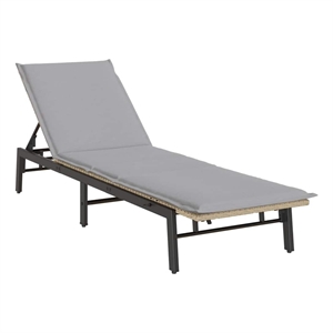vidaXL PE Rattan Height-Adjustable Sun Lounger in Beige