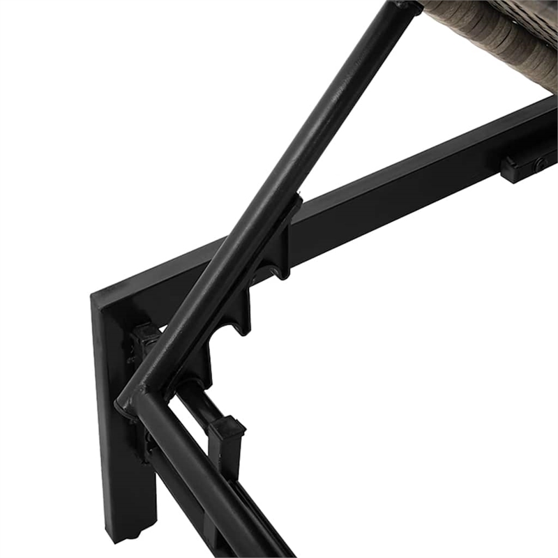 vidaXL PE Rattan Steel Standard Sun Lounger in Gray and Navy Blue