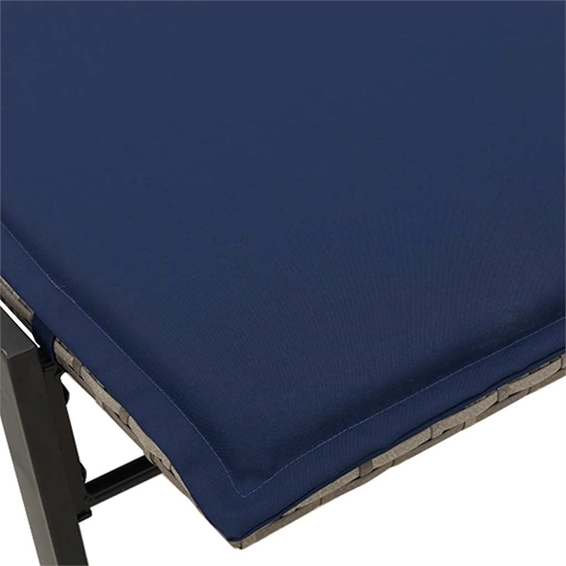 vidaXL PE Rattan Steel Standard Sun Lounger in Gray and Navy Blue