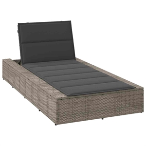 vidaXL PE Rattan Single Cushioned Rectangular Sunbed in Gray