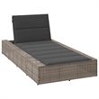 vidaXL PE Rattan Single Cushioned Rectangular Sunbed in Gray