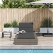 vidaXL PE Rattan Single Cushioned Rectangular Sunbed in Gray