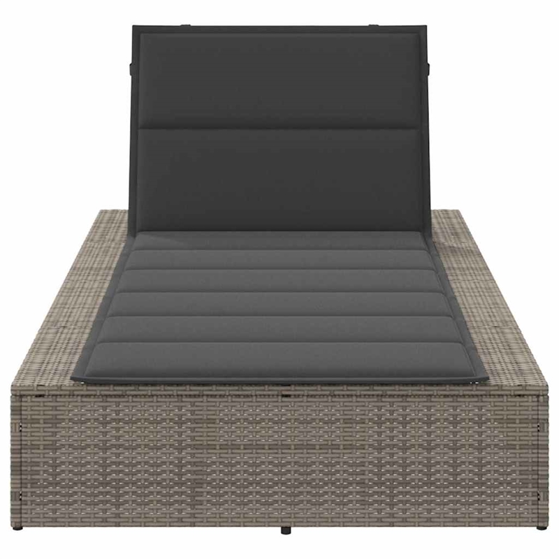vidaXL PE Rattan Single Cushioned Rectangular Sunbed in Gray