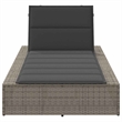 vidaXL PE Rattan Single Cushioned Rectangular Sunbed in Gray