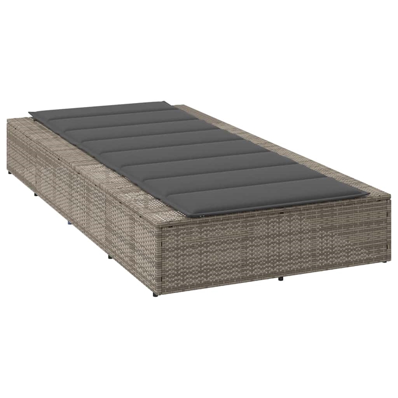 vidaXL PE Rattan Single Cushioned Rectangular Sunbed in Gray