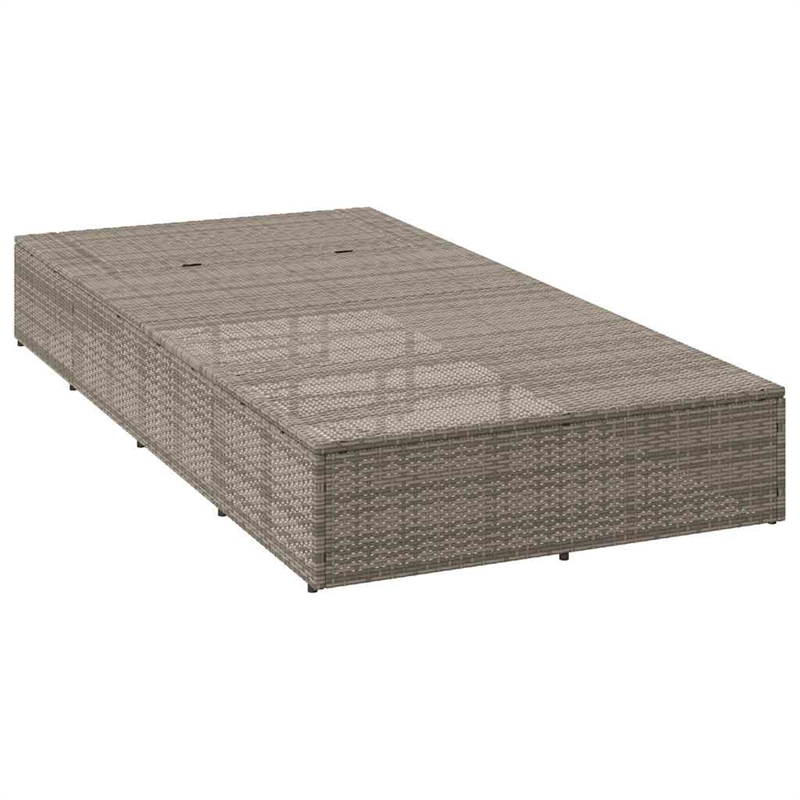 vidaXL PE Rattan Single Cushioned Rectangular Sunbed in Gray