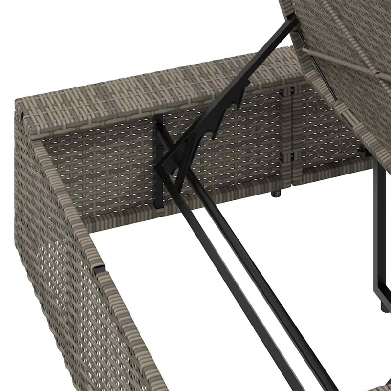 vidaXL PE Rattan Single Cushioned Rectangular Sunbed in Gray