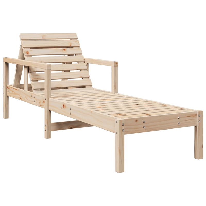 vidaXL Solid Pine Wood Sun Lounger Standard in Natural Pine