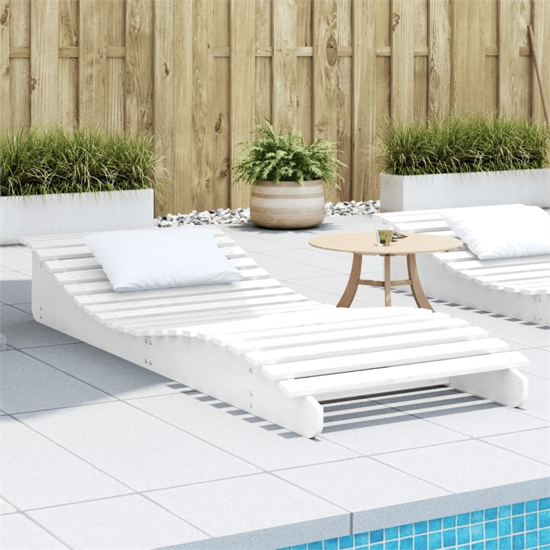 vidaXL Solid Pine Wood Sun Lounger in White