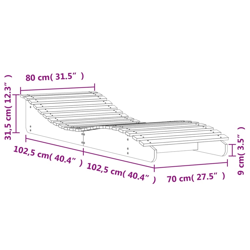 vidaXL Solid Pine Wood Sun Lounger in White