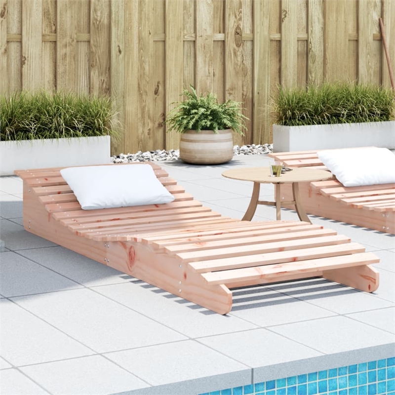 vidaXL Foldable Solid Douglas Wood Full-Sized Sun Lounger in Brown