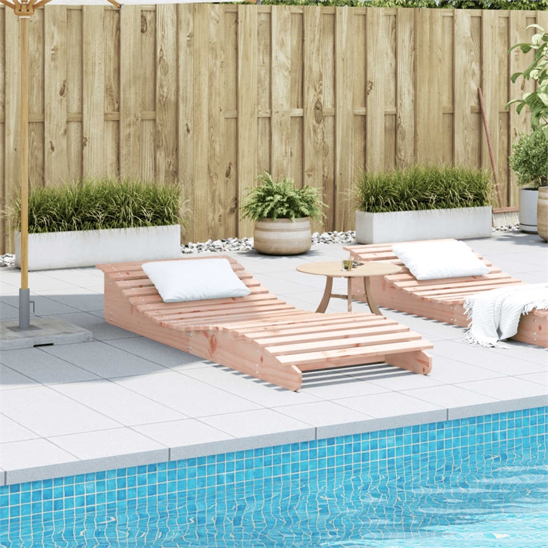 vidaXL Foldable Solid Douglas Wood Full-Sized Sun Lounger in Brown
