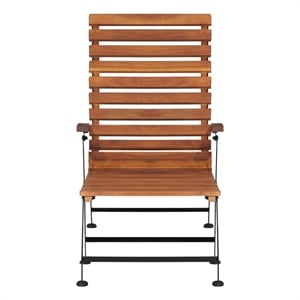 vidaXL Acacia wood  & Steel Deck Chair in Brown & Black