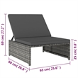vidaXL Poly Rattan Reclining Patio Chairs 2 pcs with Table in Gray