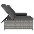 vidaXL Poly Rattan Reclining Patio Chairs 2 pcs with Table in Gray