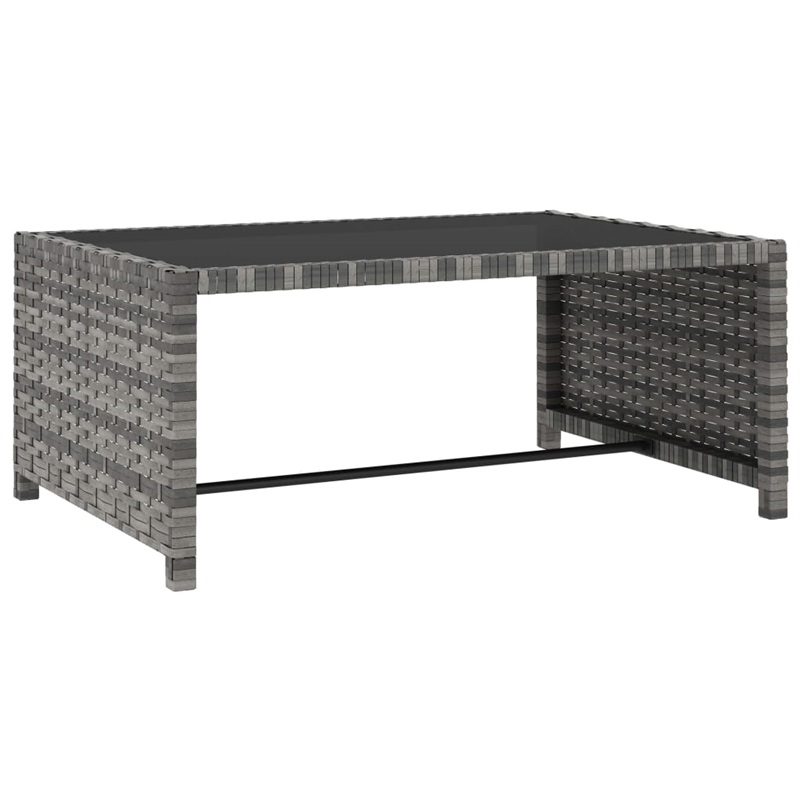 vidaXL Poly Rattan Reclining Patio Chairs 2 pcs with Table in Gray