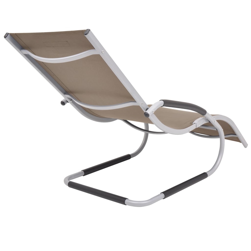 vidaXL Aluminum & Textilene Sun Lounger with Pillow in Taupe