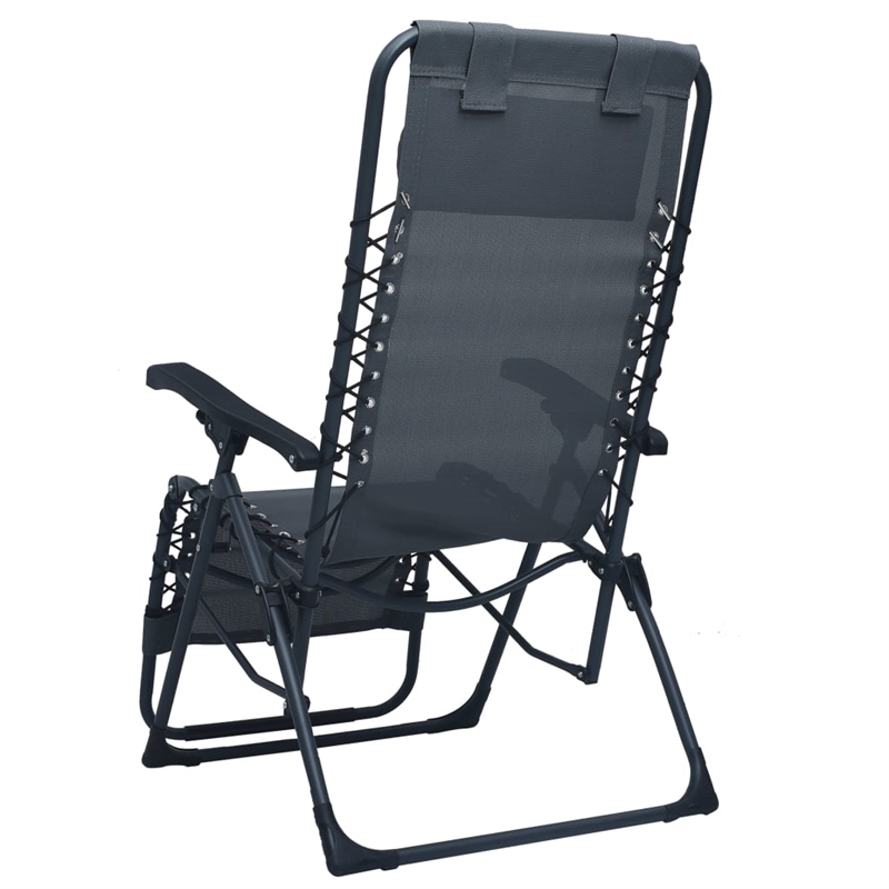 vidaXL Folding Deck Chair Textilene in Grey