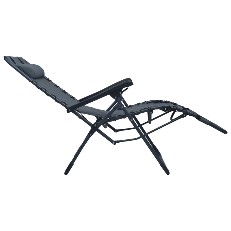 vidaXL Folding Deck Chair Textilene in Grey