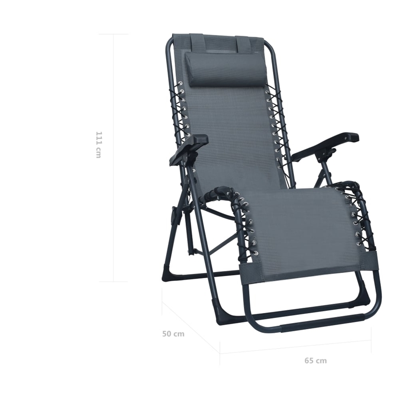 vidaXL Folding Deck Chair Textilene in Grey