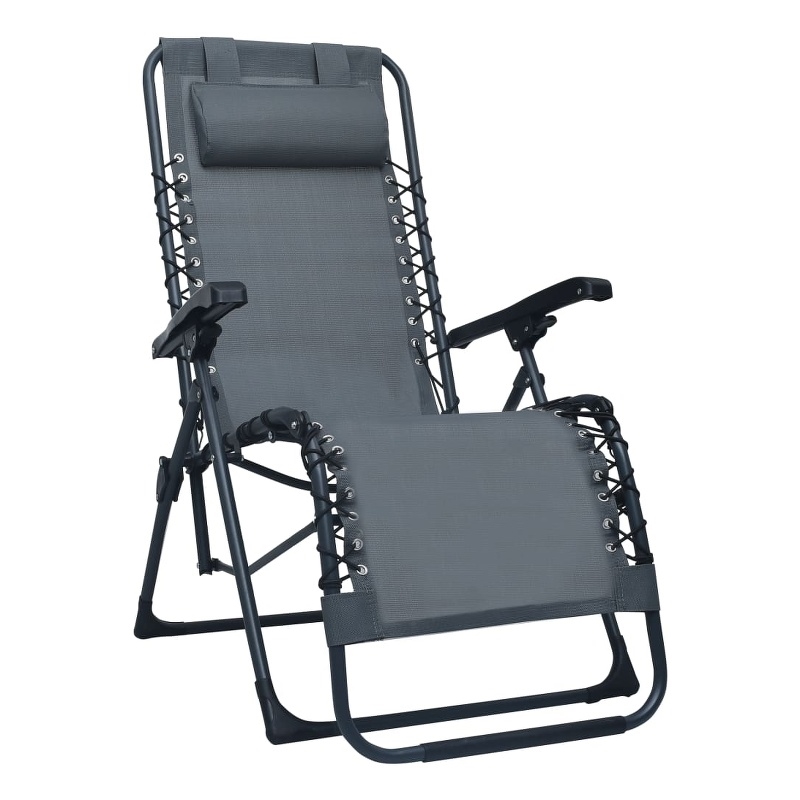 vidaXL Folding Deck Chair Textilene in Grey