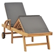 vidaXL Solid Teak Wood Sun Lounger with Cushion in Dark Grey
