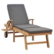 vidaXL Solid Teak Wood Sun Lounger with Cushion in Dark Grey