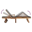 vidaXL Solid Teak Wood Sun Lounger with Cushion in Dark Grey